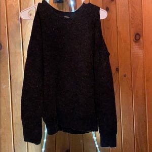 Dark gray Dex sweater with cold shoulder